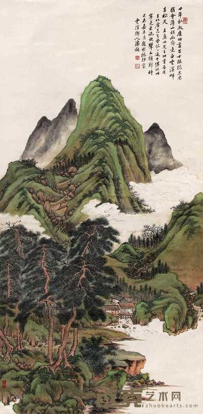 潘和 青绿山水 立轴 122×60cm